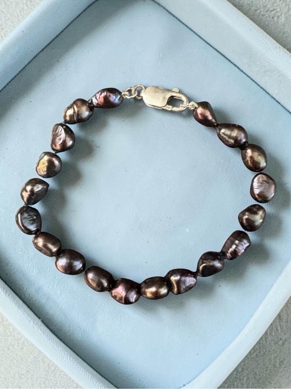 Baroque Pearl Sterling Bracelet, Iridescent Black